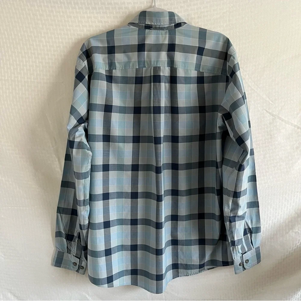 Eddie Bauer Classic Fit Long Sleeve Button Down Shirt Blue Plaid Size TL Vented - Picture 2 of 10